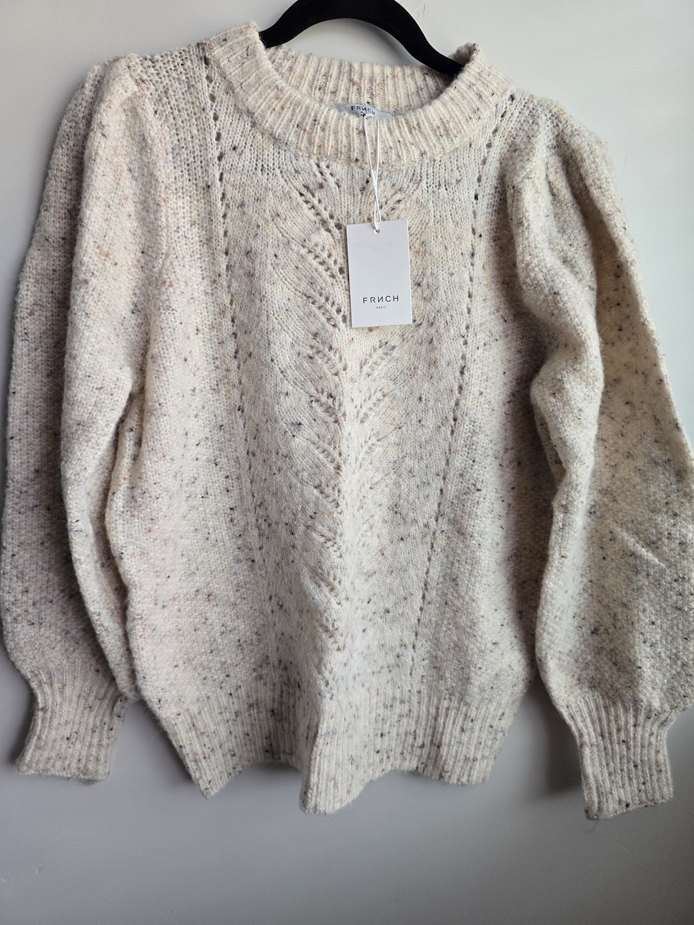 Frnch Cream Speckled Cable-Knit Women's Sweater
